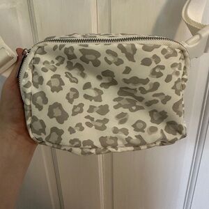 Iris and Rainbow Stylish Cream Leopard Print Crossbody Bag